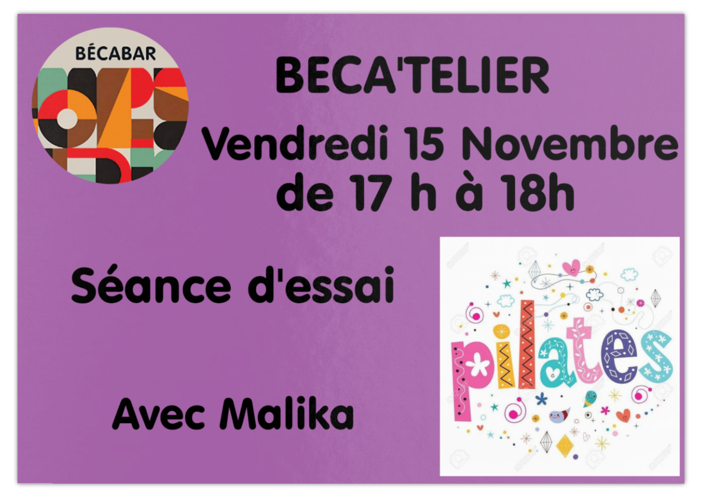 Vendredi 15 Novembre – Béca’Telier