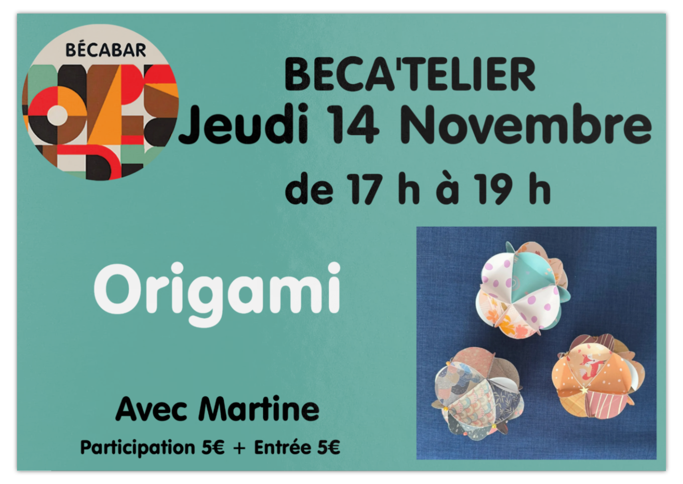 Jeudi 14 Novembre – Béca’Telier