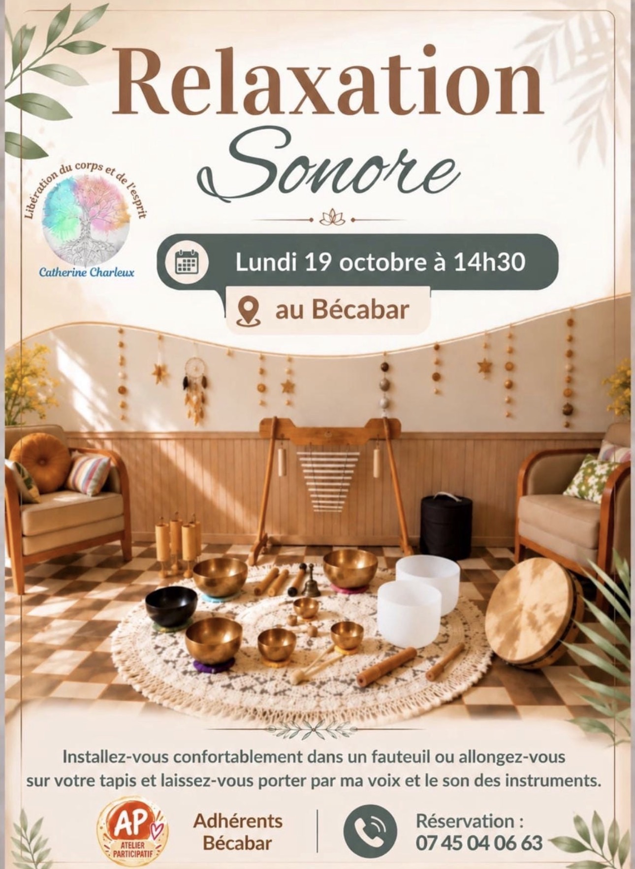 ✨ La Relaxation Sonore avec Catherine CHARLEUX revient pour son rendez-vous mensuel au Bécabar ✨