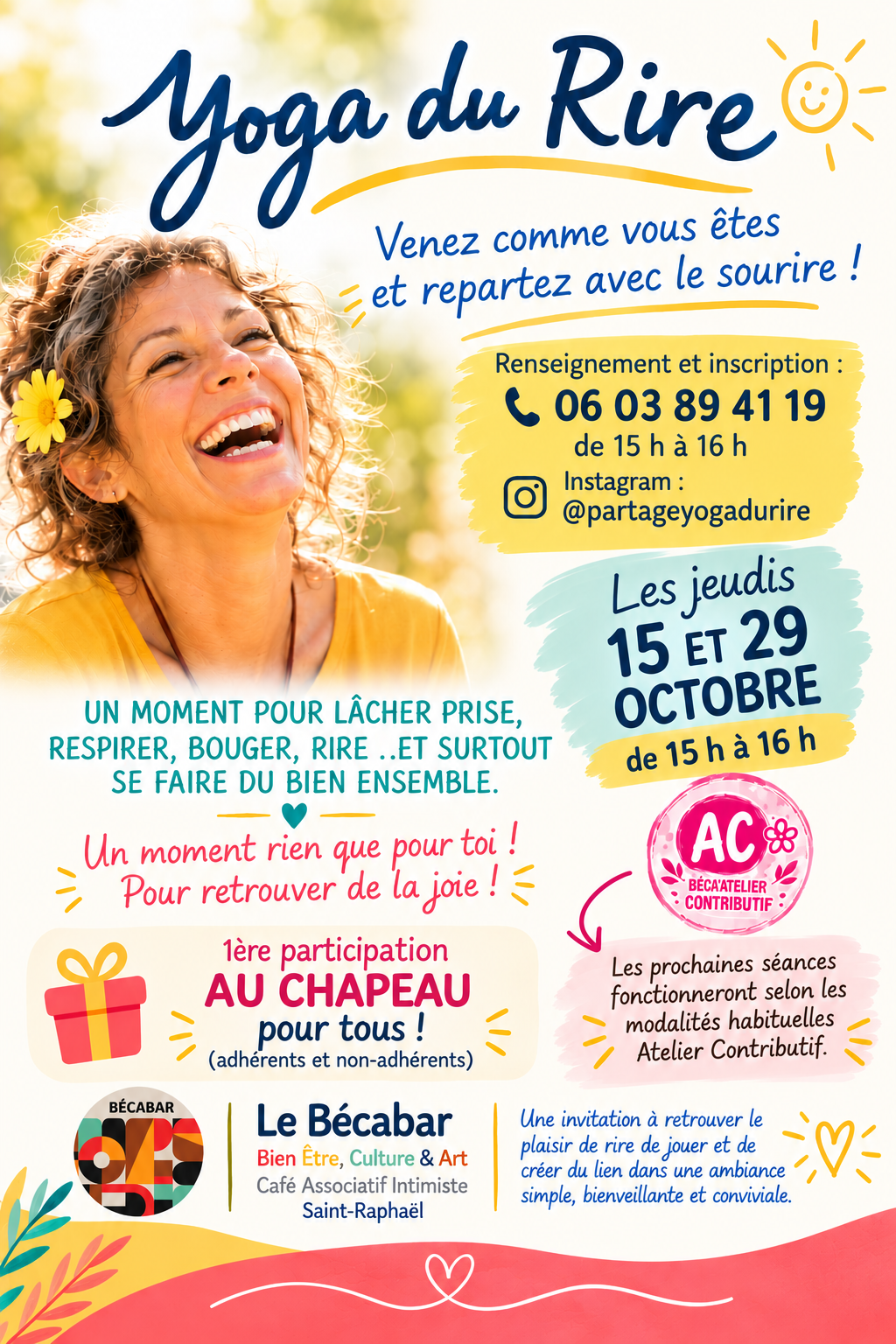 ☀️ BÉCA&rsquo;ATELIER – YOGA DU RIRE 😁🤣